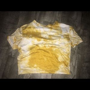 Yellow tie-dye crop top